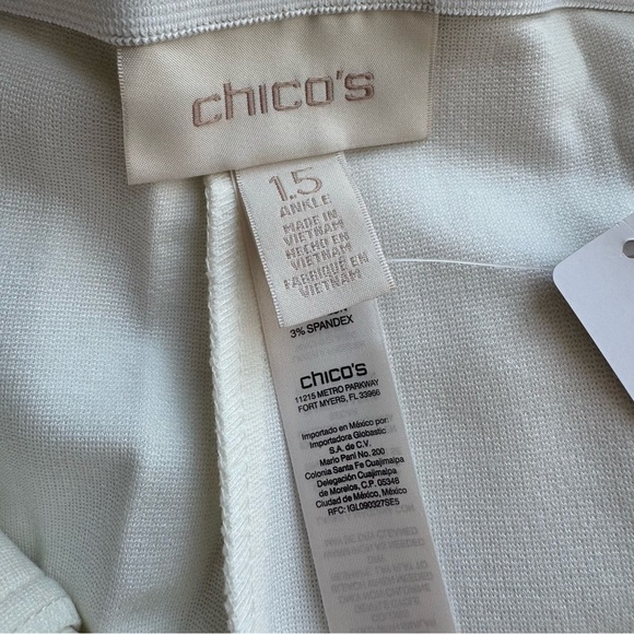 NWT Chico’s Juliet Ankle Pants Basic Ecru Size 1.5 US 10 Ultimate Fit Stretch - Picture 5 of 10